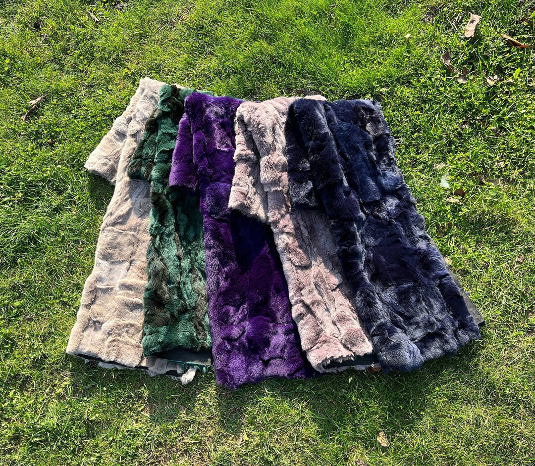 5 Different Rex Rabbit Furs, Beige Rabbit Fur, Genuine Fur Blanket, Purple Rabbit Fur, Soft Fur