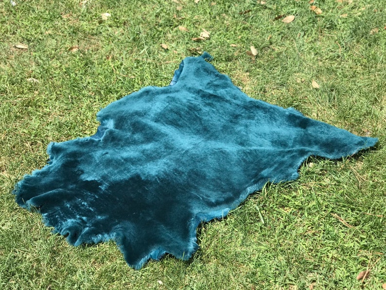 Turquoise Color Sheepskin, Throw Sheepskin, Carpet for Floor, Genuine Merino Sheepskin, Natural Soft Animal Hide, Sheep Wool, Rare Fur Color image 1