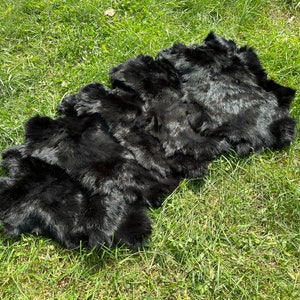 5 Pack Rabbit Hide, Bulk Black Rabbit Fur, Genuine Animal Fur, Black ...