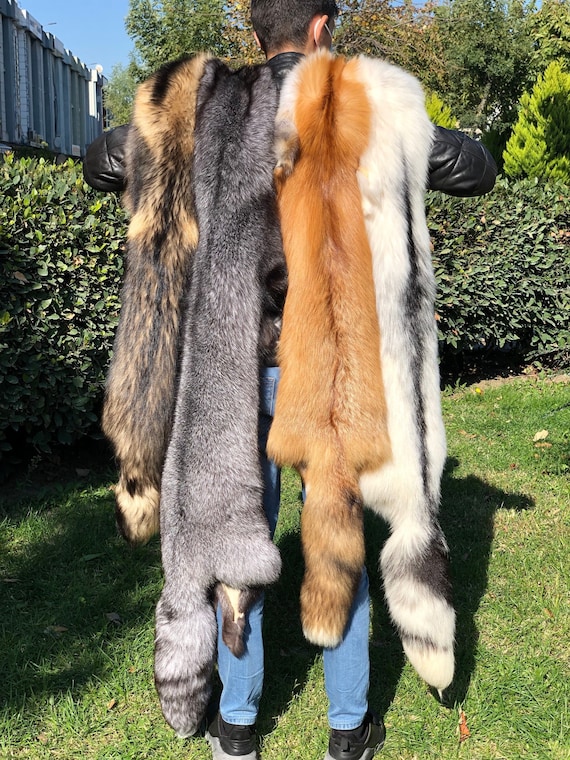 本物の野生動物の毛皮 高品質 1級 レッド シルバー ホワイト