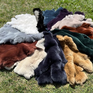 12 Different Color Rabbit Fur, Genuine Fur, Real Rabbit Leather, Tanned ...