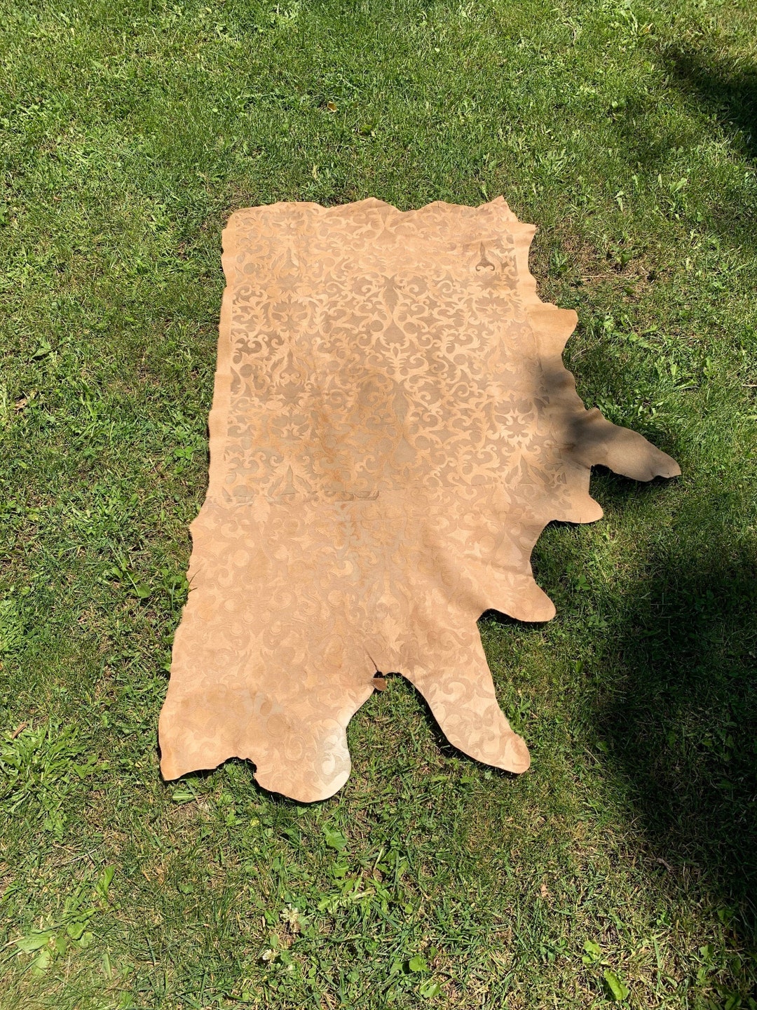 Yellow Calfskin Soft Short Pile Calfskin With Floral Embroidery