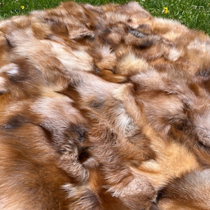 Canadian Fox Fur, Patchwork Fox Fur, Throw Fox Fur, Genuine Fox Fur, Natural Fox Fur, Brown Fur, Natural Color Fur, Throw Soft Blanket