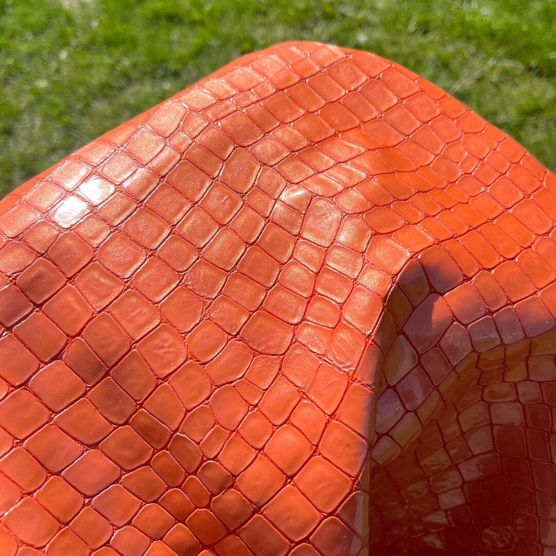 Orange Crocodile Print Cowhide, Half Wing Super Luxury Cowhide, XXL