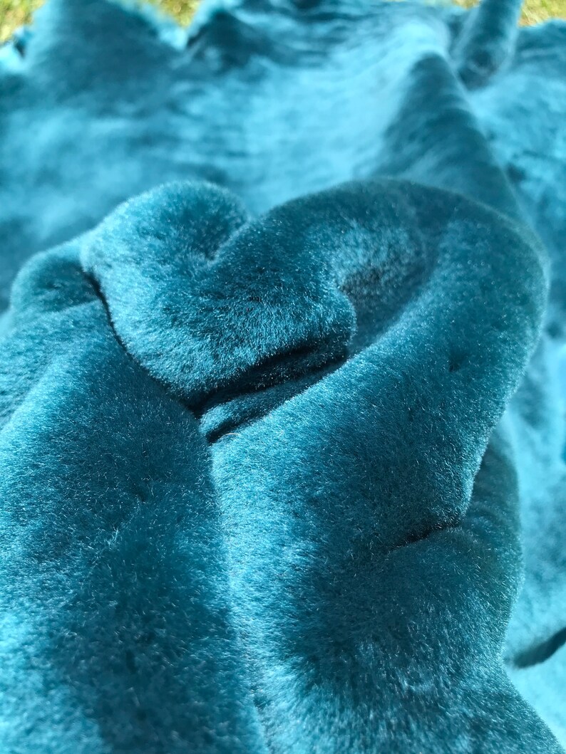Turquoise Color Sheepskin, Throw Sheepskin, Carpet for Floor, Genuine Merino Sheepskin, Natural Soft Animal Hide, Sheep Wool, Rare Fur Color image 8