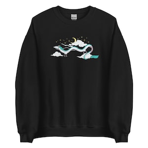 A Dragons Moonlit Starry Night Sweatshirt - Dragon Sweatshirt, cute, kawaii, otaku sweatshirt
