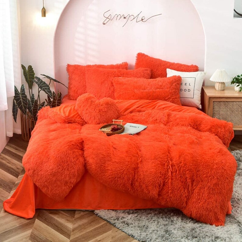 3 Piece Faux Fur Duvet Cover Set Boho Bedding Queen King Etsy