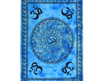 Om Wall Tapestry Hanging Indian Cotton Mandala Decor Yoga Hippie Blue USA Seller Om Wall Tapestry Hanging Indian Cotton Mandala Decor Yoga Hippie Blue USA Seller