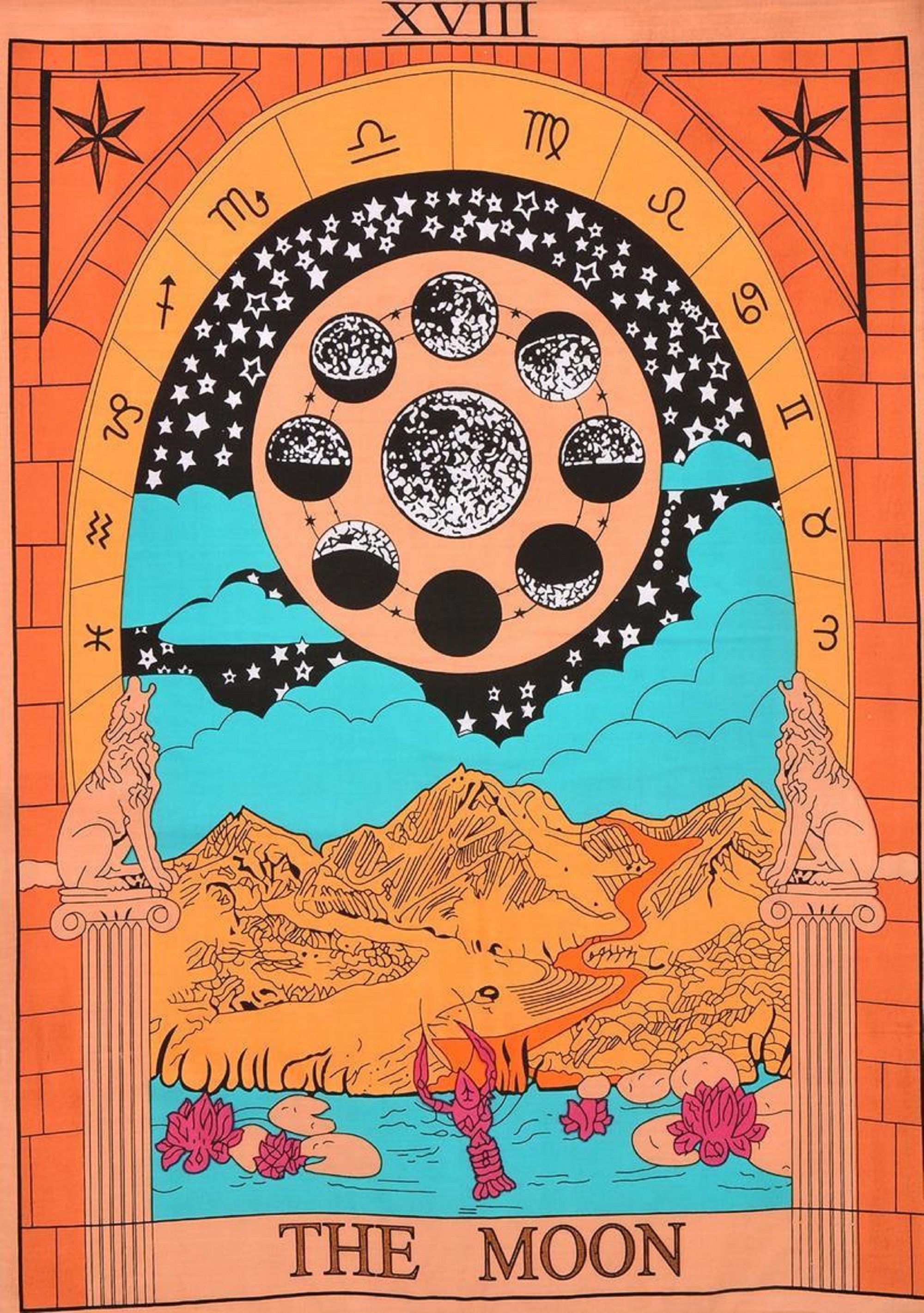 Tarot Tapestry The Moon Tapestry Medieval Europe Divination Etsy