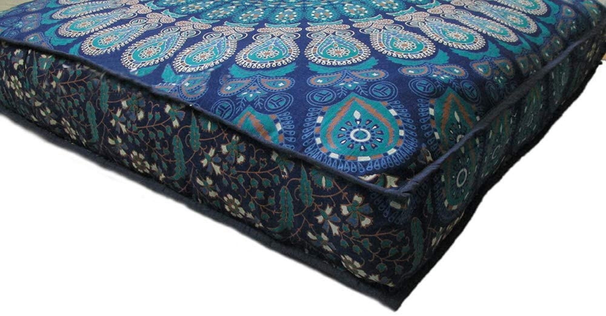 Meditation Cushion Large Floor Cushion Cover Indian Mandala Etsy