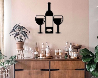 home decor hanging 12 to 30 Wine Bottle Glass Wall Art sizes various finishes Made In U.S.A
