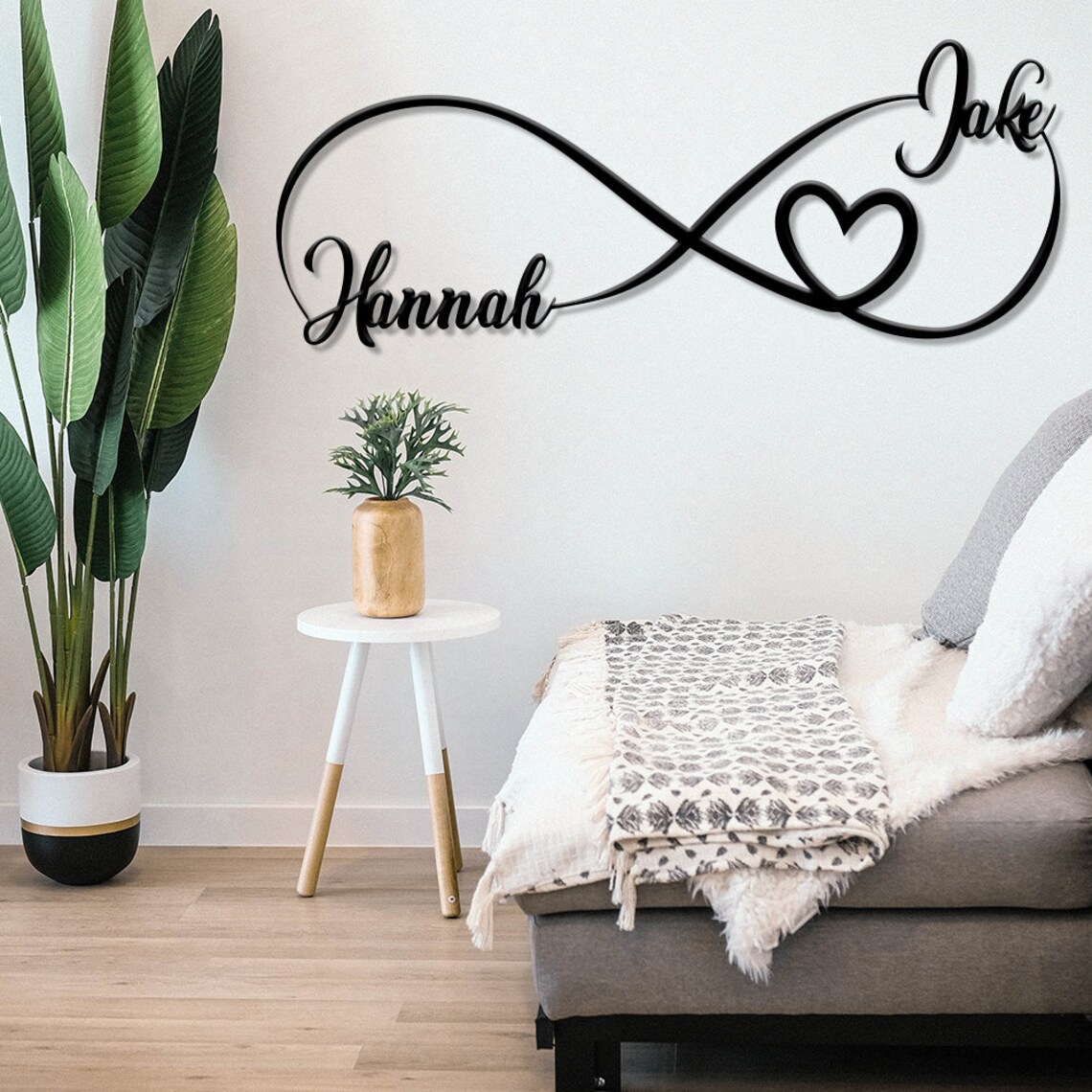 Personalized Name Infinity heart Steel wall decor Metal Wall Etsy