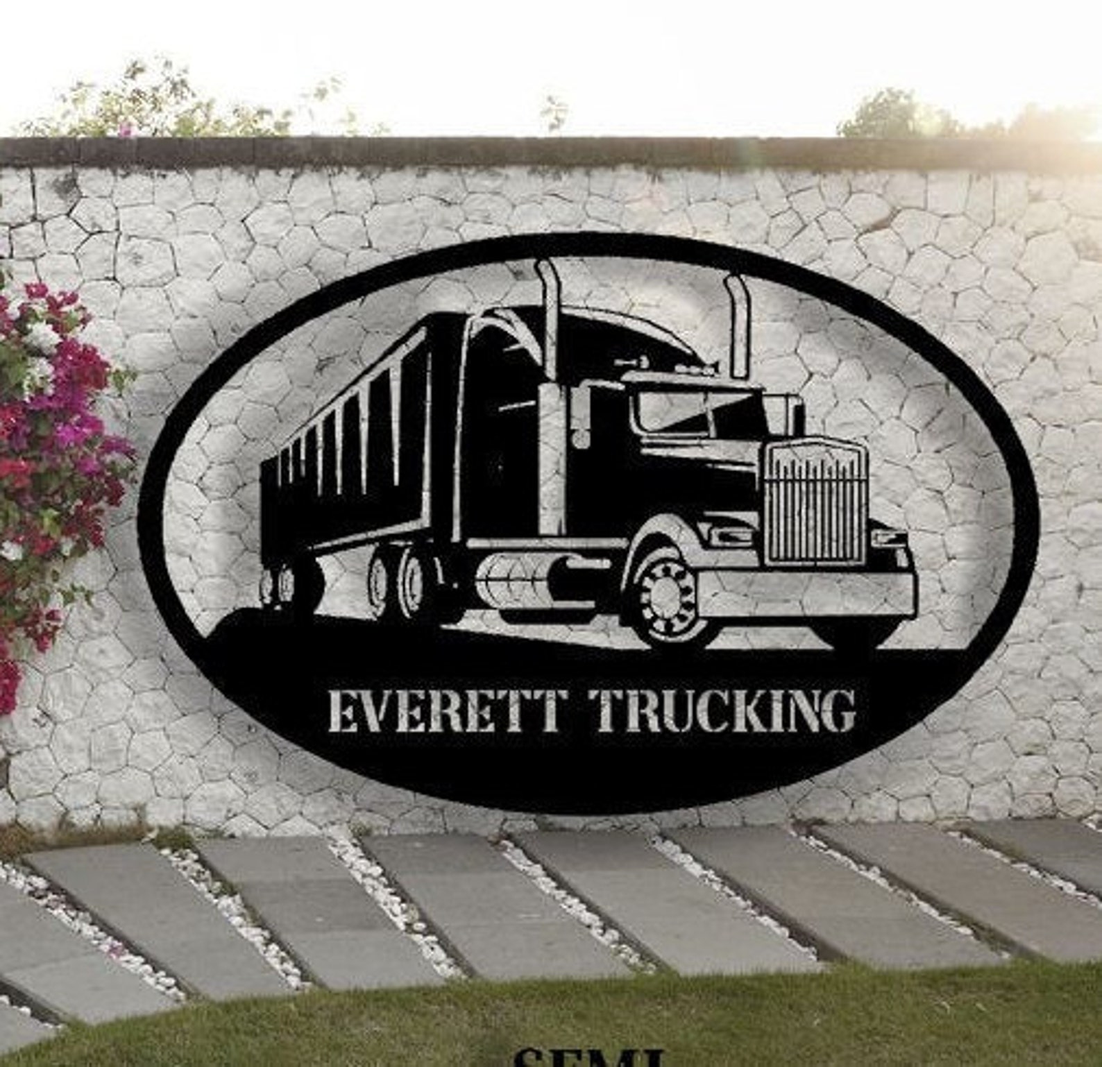 Semi Truck Metal Sign Semi Truck Monogram Custom Monogram Etsy