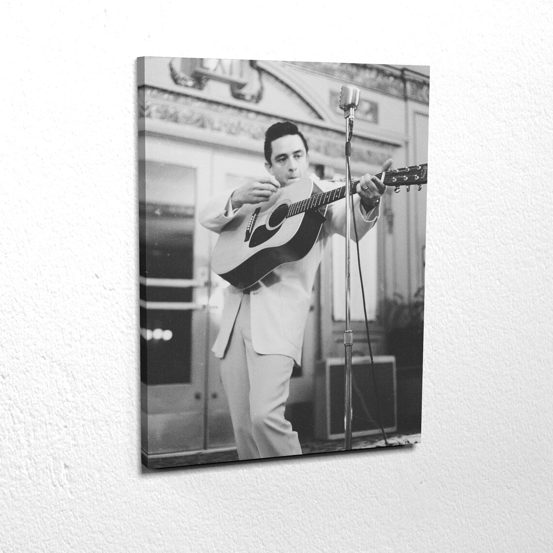Johnny Cash Jouant Guitar Canvas Wall Art Print Etsy