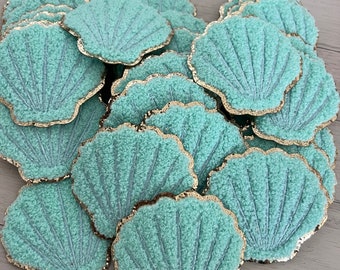 Disney mermaid shell- chenill shell patch- mermaid chenill iron on patch