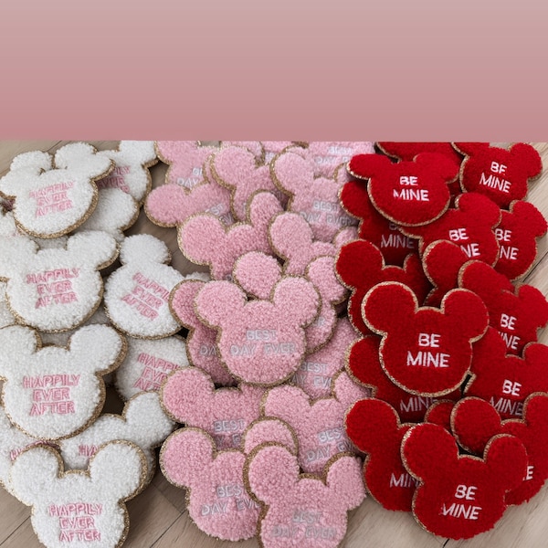 Chenille iron on Valentine’s Day Mickey patch- best day ever Mickey patch- Disney chenille patch