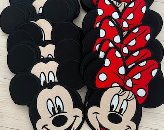 3.5 Inch Glitter Minnie Mouse Iron on Patch Glitter Mickey Mouse Iron on Patch  Embroidered Disney Patch 