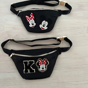 READY TO SHIP Nylon small Fanny pack- Mickey and Minnie Fanny pack- Disney personalized Fanny pack- glitter Mickey and Minnie Fanny pack