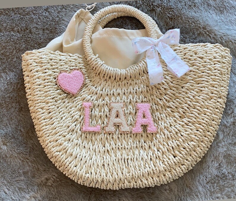 Personalized Beach Bag Chenille Patch Beach Bag Chenille - Etsy