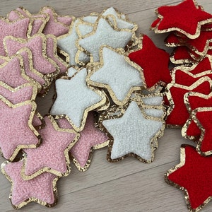 Chenille iron on star- glitter chenille iron on star- star patch