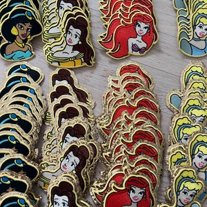 IRON ON embroidered princess patches- Cinderella patch- Ariel patch- Belle patch- Jasmine princess patch- Snow White patch