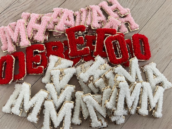 26 Letter Set Chenille Iron On Glitter Varsity Letter Patches