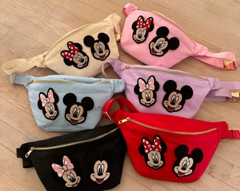 READY TO SHIP nylon jumbo Christmas Fanny pack- Mickey and Minnie nylon jumbo Fanny pack- nylon Fanny pack