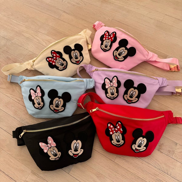 READY TO SHIP nylon jumbo Christmas Fanny pack- Mickey and Minnie nylon jumbo Fanny pack- nylon Fanny pack