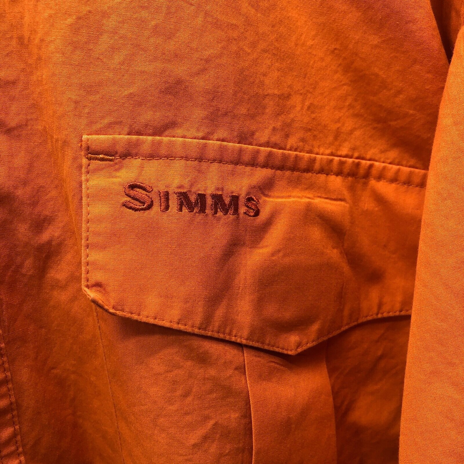 Vintage Simms Mens Shirt Fishing Long Sleeve Orange Venting