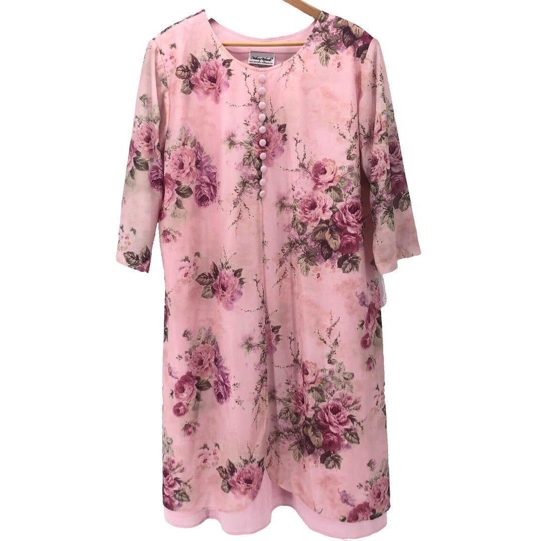 Vintage Anthony Richards Dress Plus 22S Sheer Overlay Floral Mother of