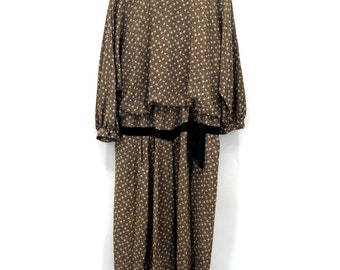 Vintage 80's Jo Hanna York Joan Davis Dress Size 20 Drop Waist Midi Blouson USA