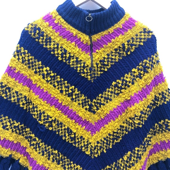 Vintage 70s Jack Winter Poncho Crochet 1/4 Zip St… - image 2
