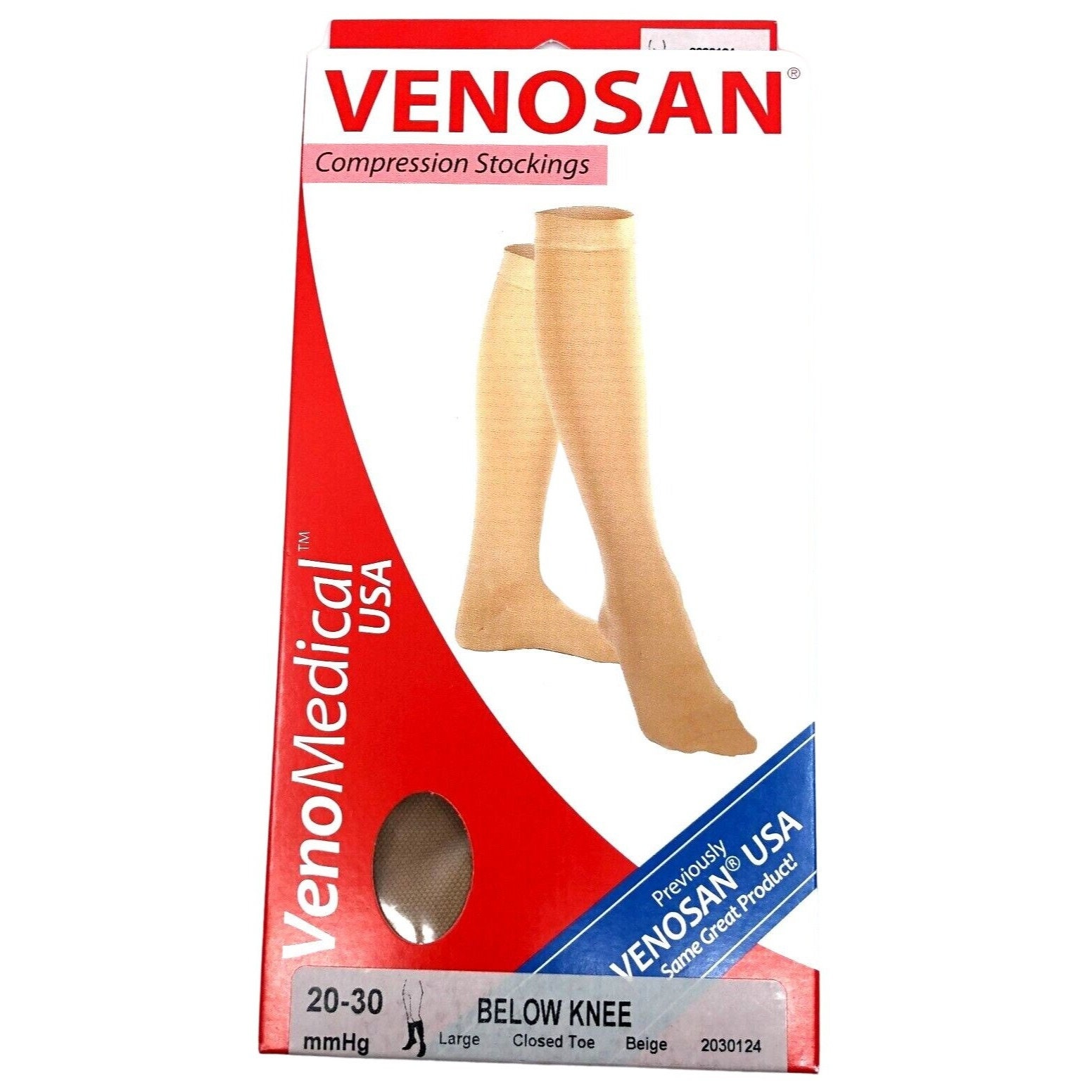 Venosan Compression Stockings Below Knee Large 20-30 Mmhg Closed Toe Beige  USA -  Canada