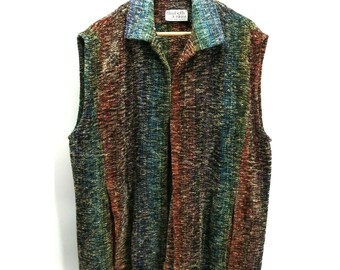 Vtg Elizabeth Jenkins Sweater Vest Pockets Fiber Artist Art to Wear Taos NM O/S