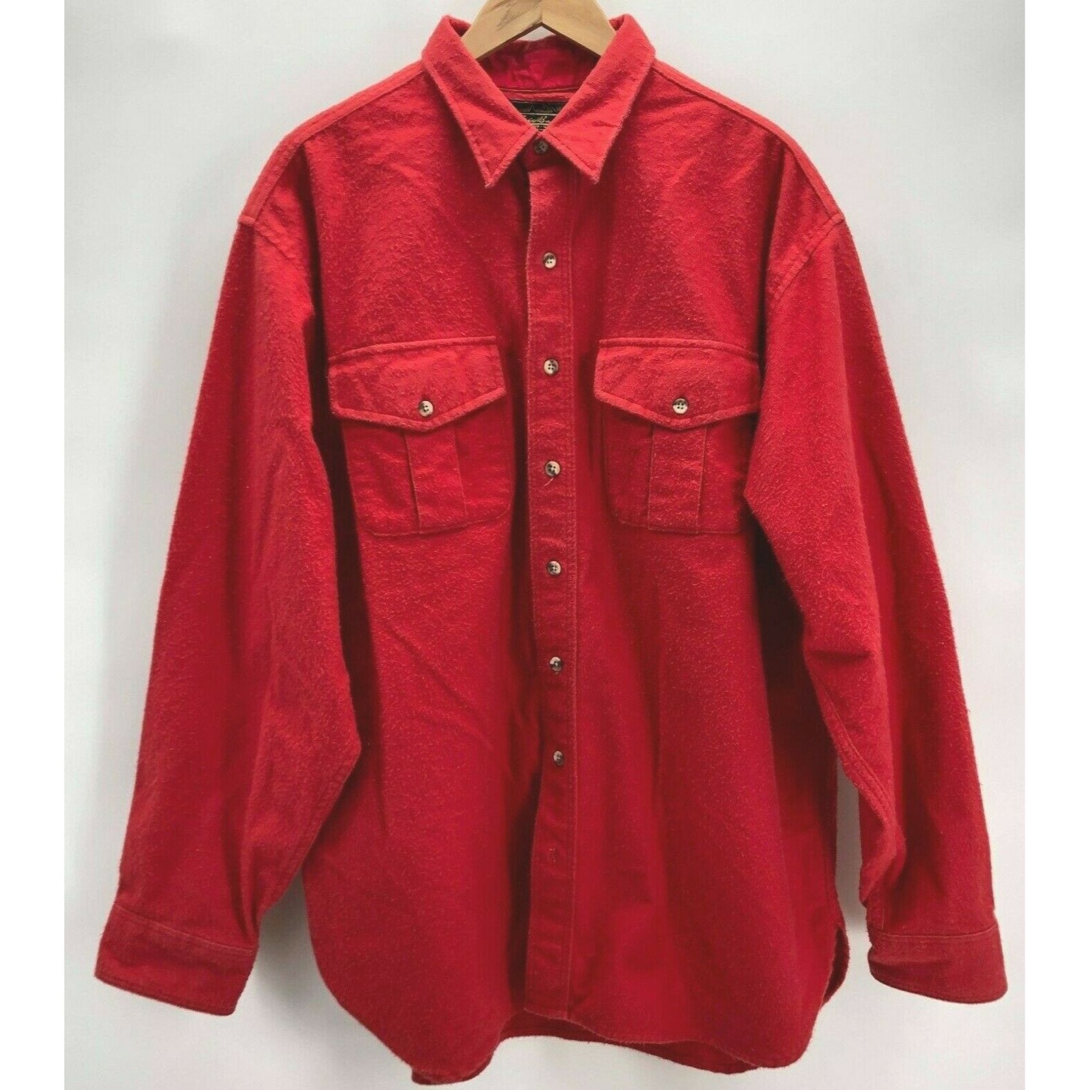 Vintage Eddie Bauer Men's Shirt Red Chore Chamois Flannel | Etsy