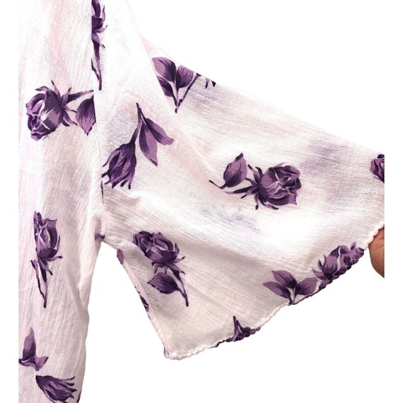 Vintage Floral Tie Front Blouse One Size Floral B… - image 7