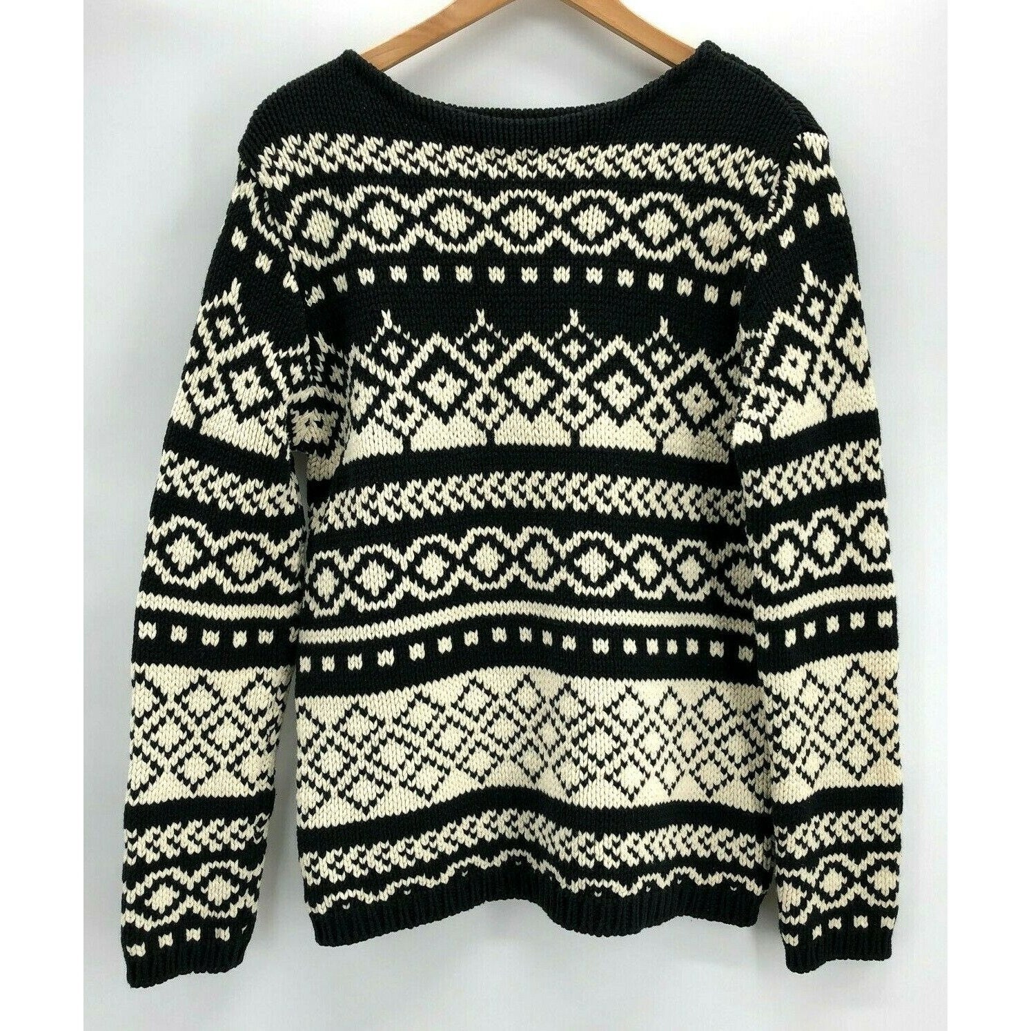 Vintage 90 Eddie Bauer Sweater Cotton Blend Heavy Knit Black Etsy UK