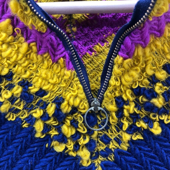 Vintage 70s Jack Winter Poncho Crochet 1/4 Zip St… - image 5