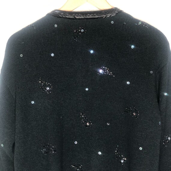 90s Sequin Beaded Cardigan Sweater Medium Petite … - image 4
