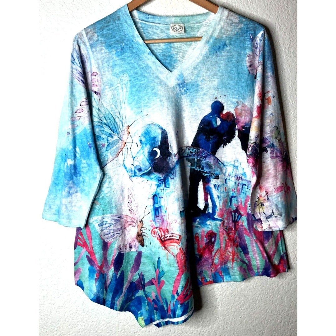 NEW JOHNNY WAS Nephi Silk Floral Butterfly Kimono Tunic Top O/S - Foto 7