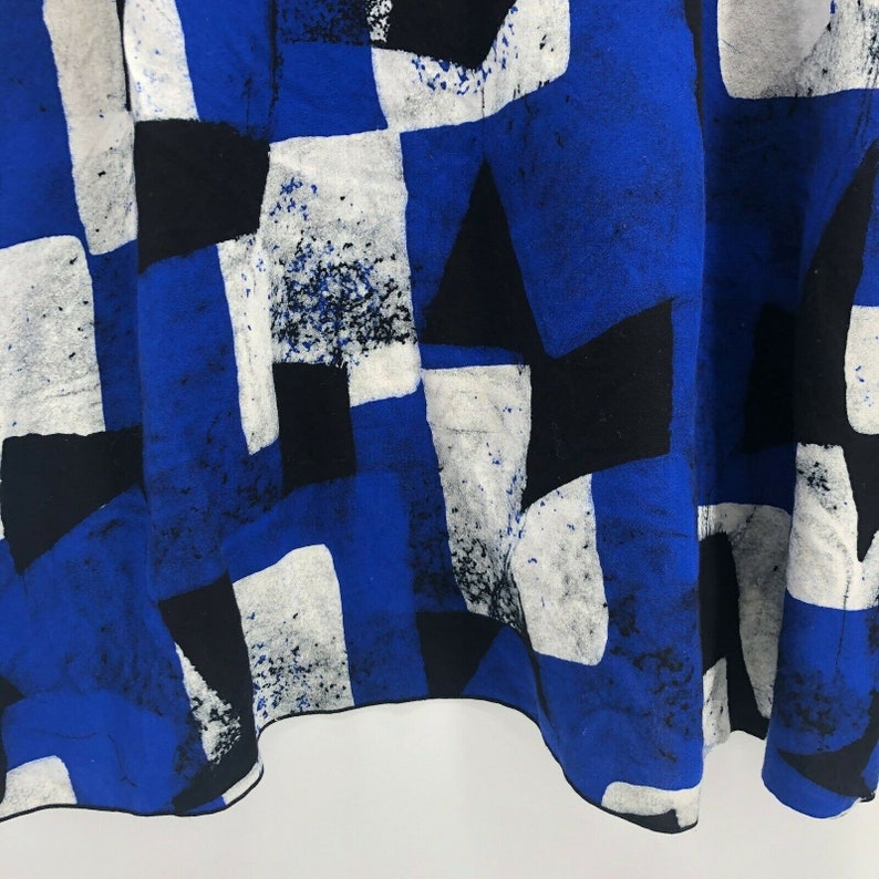 Vintage LYNG Tunic Top Size 2X Lagenlook Abstract Art to Wear Black Blue