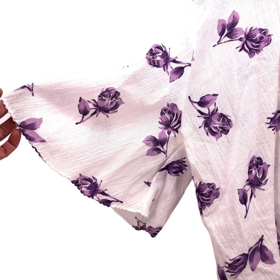 Vintage Floral Tie Front Blouse One Size Floral B… - image 6