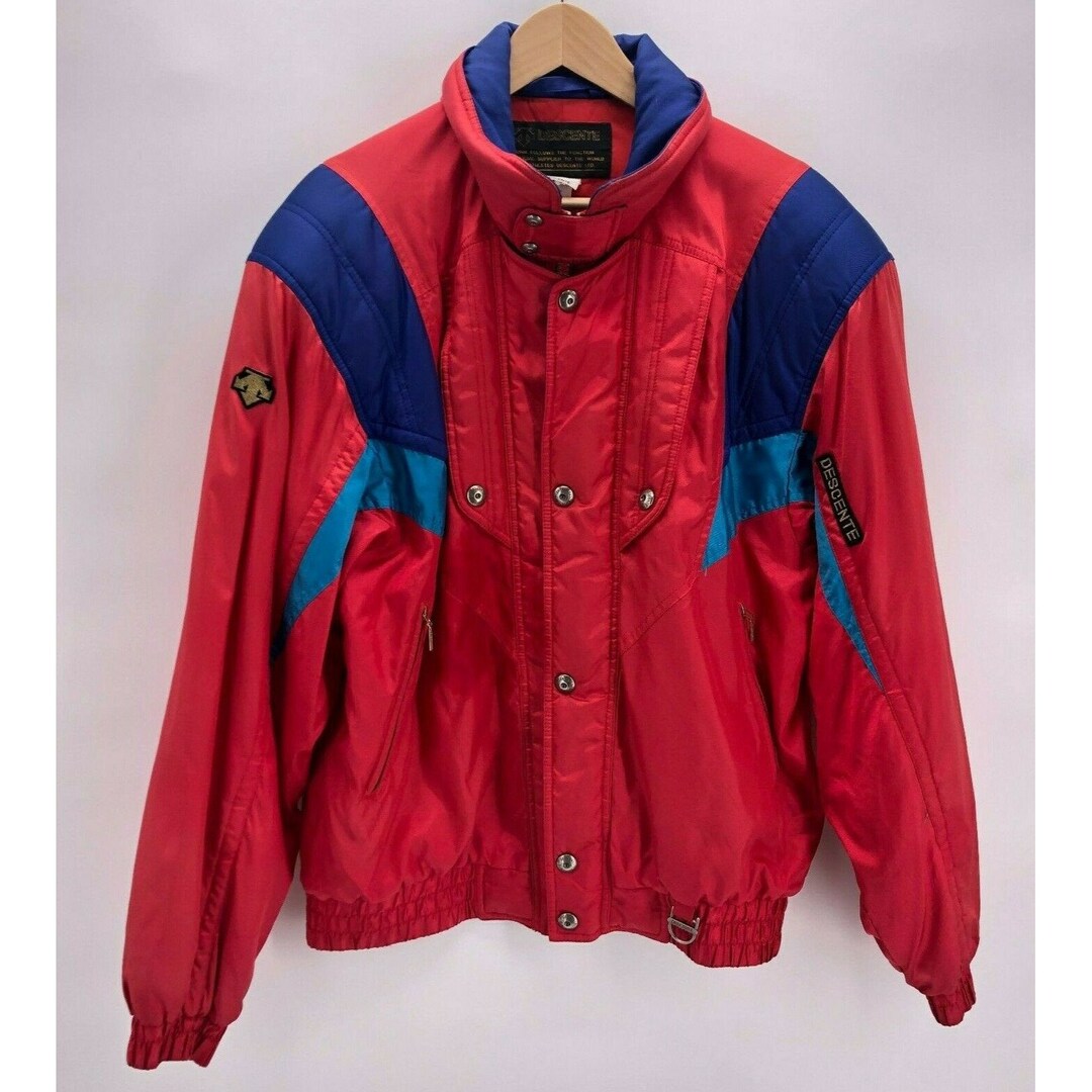 Vintage Descente Ski Jacket Coat Blue Red Snow Buttons Snap Etsy
