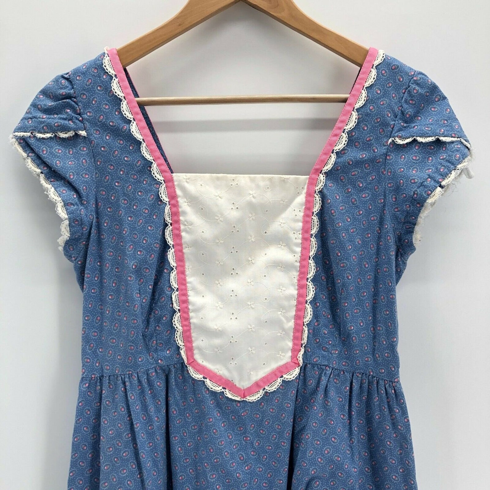 Vintage 70s Hilda Hawaii Maxi Dress Boho Prairie Peasant Eyelet Ruffle Size XS/S Etsy