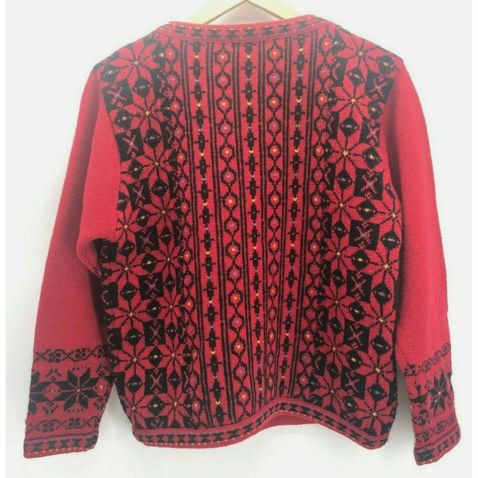 Vintage Vrikke Cardigan Fair Isle Folk Red Black Wool Pewter - Etsy