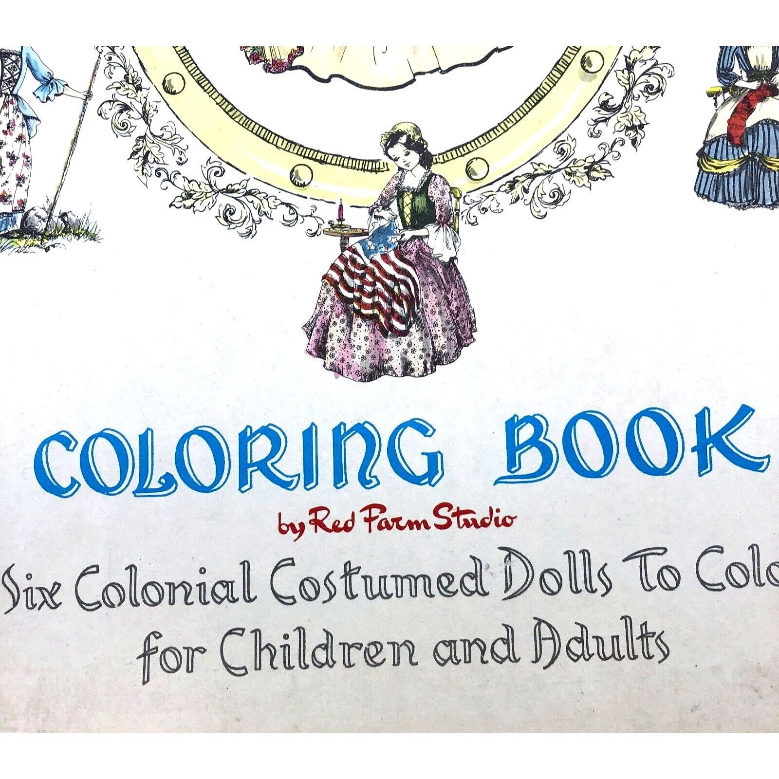 Red Farm Studio Antique Dolls Large Coloring Book 6 Pages Detached Complete