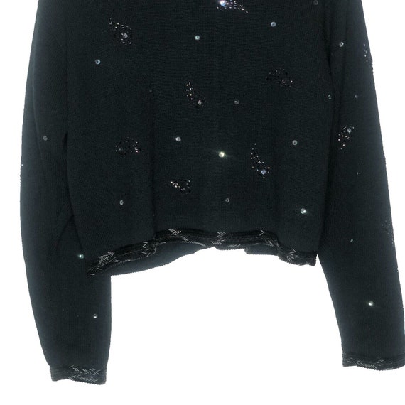 90s Sequin Beaded Cardigan Sweater Medium Petite … - image 7