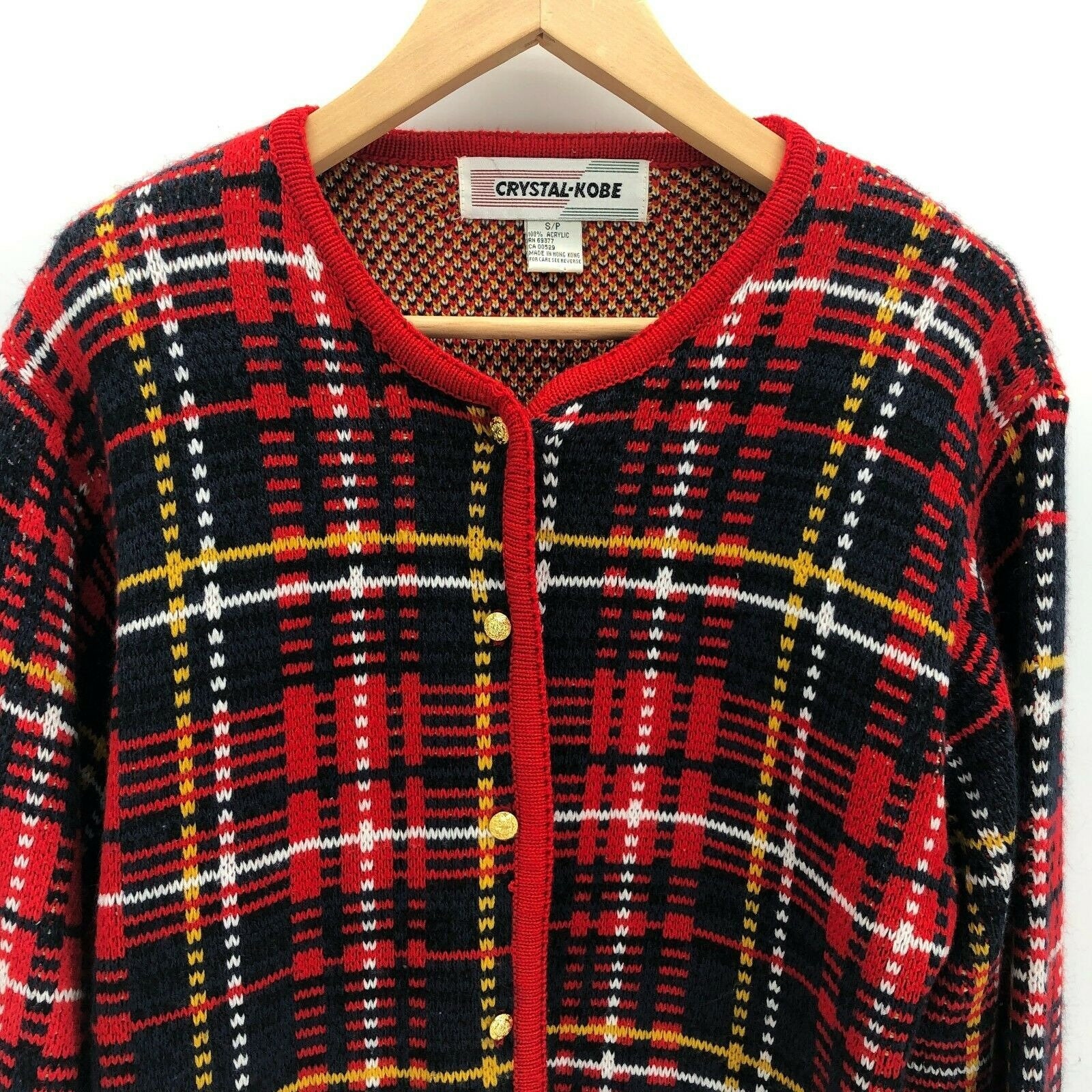 Vintage Crystal Kobe Cardigan Sweater Red Black Holiday Career - Etsy Norway