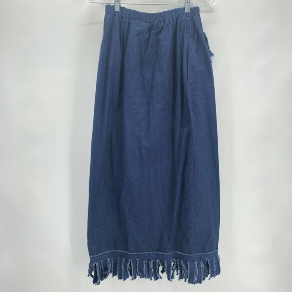 Vintage Alfredo's Wife Skirt Blue Chambray Faux Wrap … - Gem