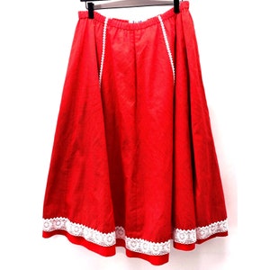 Vintage Handmade Cottage Core Skirt Size L/XL Floral Lace Polka Dot Reversible image 3